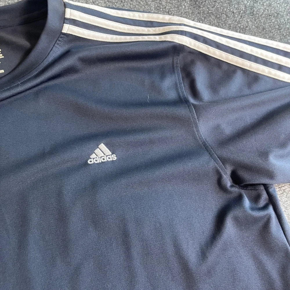 Adidas Active 360 Mens 2XL‎ Navy Blue 3-Stripe Performance Training T-Shirt